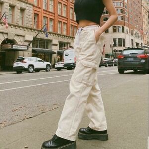 BDG Blaine High-Waisted Skate Jeans - Cream Denim Urban‎ Outfitters Women's 33